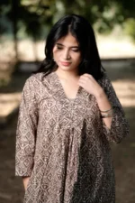 Muddy Taupe - Cotton Long coordinated Kurti Pant set