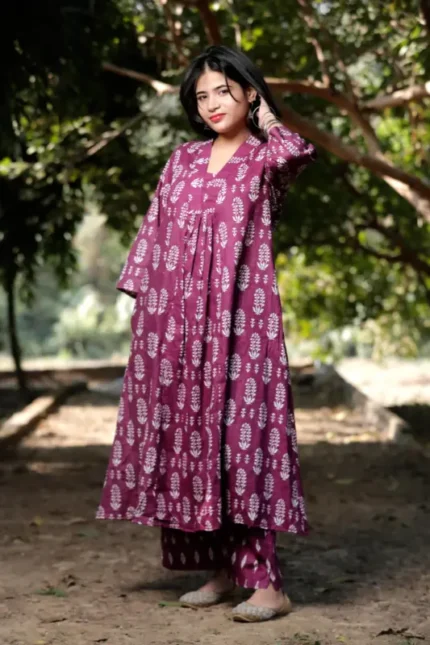 Mulberry Muse - Cotton Long coordinated Kurti Pant set