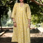 Pale Mimosa - Cotton Long coordinated Kurti Pant set