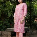 Peach Fuzz - Cotton Kantha coordinated Kurti Pant