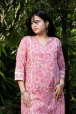 Peach Fuzz - Cotton Kantha coordinated Kurti Pant