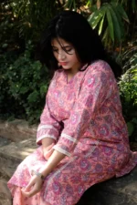 Peach Fuzz - Cotton Kantha coordinated Kurti Pant
