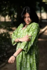Summer Pesto - Cotton Long coordinated Kurti Pant set