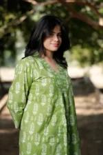 Summer Pesto - Cotton Long coordinated Kurti Pant set