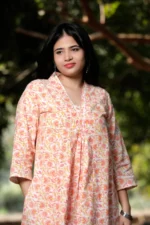 Blush Bloom - Cotton Long coordinated Kurti Pant set