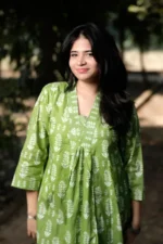 Summer Pesto - Cotton Long coordinated Kurti Pant set