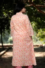 Blush Bloom - Cotton Long coordinated Kurti Pant set