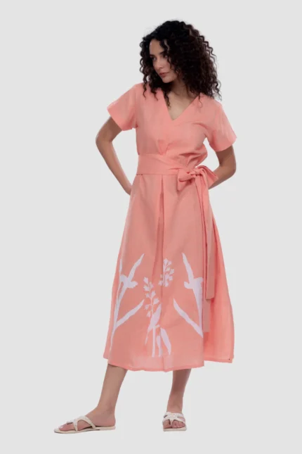 Belted Tunic - Tangerine - Naarah Textiles