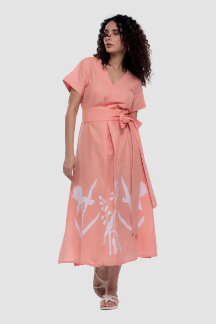 Belted Tunic - Tangerine - Naarah Textiles