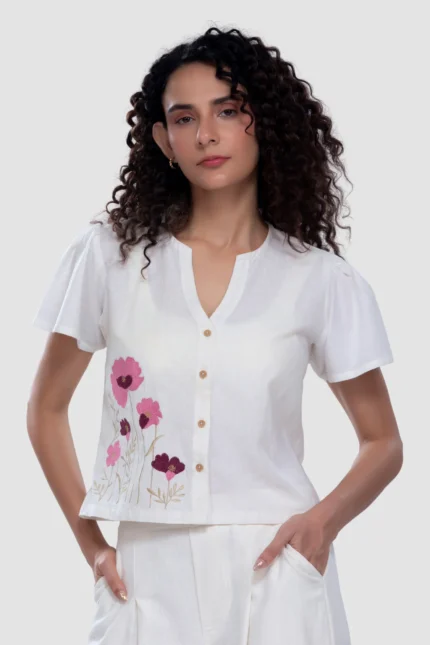 Cotton Crop Top - Loca Aster - Naarah Textiles