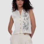 Sleeveless Crop Top - Loca Fleur - Naarah Textiles