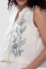 Sleeveless Crop Top - Loca Fleur - Naarah Textiles