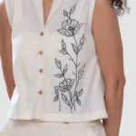 Sleeveless Crop Top - Loca Fleur - Naarah Textiles