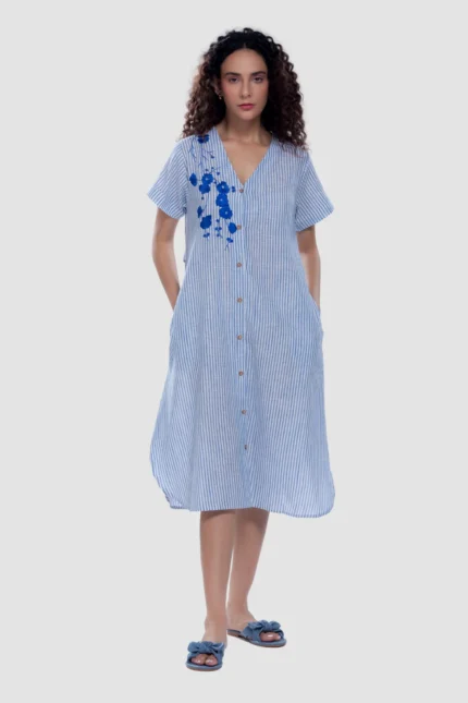 Stripes Tunic - Marine - Naarah Textiles