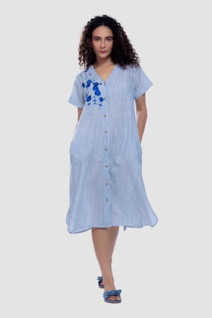 Stripes Tunic - Marine - Naarah Textiles