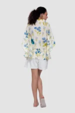 Aravali Blue Meadow Kaftan-Style Collared Top - Image 6