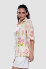 Aravali Pink Cerise Kaftan-Style Collared Top - Image 3