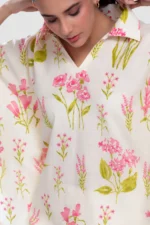 Aravali Pink Cerise Kaftan-Style Collared Top - Image 7