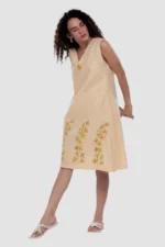 Kora Mellow Yellow Kurti - Sleeveless Kurti a Line