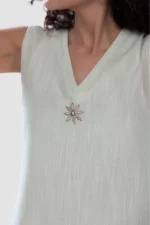 Kora Mint Breeze Kurti - Sleeveless Kurti a Line