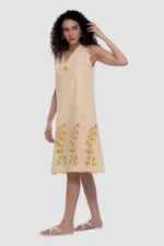 Kora Mellow Yellow Kurti - Sleeveless Kurti a Line